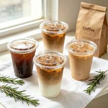 400/500ml Set Transparent Cups With Lids, Straight Lid Iced Drink Cups, Reusable Smoothie Cups, Suitable For Cold Drinks, Juices And Milkshakes - Halloween/Christmas/Birthday Party Essentials - Transparent - View 9