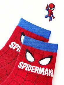 Marvel 5 Pairs Kids Superhero Series Socks, Girls Korean Style Cartoon Mid-Calf Socks, Boys Autumn/Winter Cartoon Socks - Multicolor - View 3