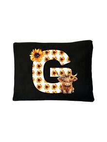 Cute Highland Cow Sunflower Letter Print Multifunctional Cosmetic Bag, Reusable, Storage Bag, Featuring Patterned Print Design, Lightweight Cosmetic And Toiletry Storage Bag, Medical Tool Kit, Zippered Makeup Bag, Lightweight Coin Purse, Toiletry Bag, Storage Bag, Travel Accessory, Shopping Essential - Multicolor - View 19
