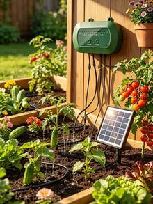 Rotatable Solar Panel Automatic Drip Irrigation Kit 12 Timed Watering Modes With Low Water Alert For Summer Vacation Garden And Balcony Plant Care - A - View 10