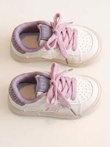 1 Pair 2026 New Colorblock Star Children's Sports Shoes, Retro Casual Patchwork Design, Energetic & Lively Style, Suitable For School Wear - Purple - View 7
