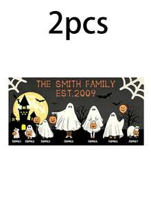 Custom Ghost Family Tabletop Sign, Spooky Halloween Room Desk Decor, Personalized Name Plaque For Shelf Mantel, Haunted House Accent, Customized Holiday Decoration, Customizable Name Family Gift, Room Decor, Halloween Gift, Gift For Family And Friend - Style a - View 18
