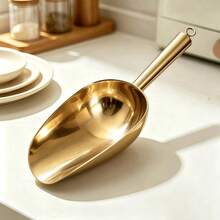Multifunctional Stainless Steel Spoon With Hanging Hole, One-Piece Seamless Stamped Design Easy To Clean, Wide Round Scoop Head Anti-Spill, Suitable For Flour, Rice, Sugar, Coffee Beans, Ice Cubes, Dried Goods, Snacks, Mirror Polished Kitchen Storage Spoon, Silver And Gold - View 10