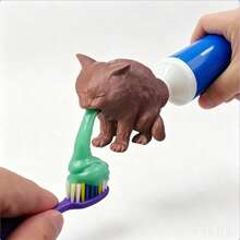 3D Printed Creative Funny Cat Vomiting Toothpaste Head Prank Toy - Camel - View 4