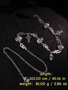1pc Punk Hip-Hop Unique Luxury Versatile Cross & Skull Waist Chain, Women's Vacation Casual Jewelry - Multicolor - View 10