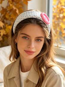 1pc New Design Button Wide Band Hair Hoop, Sweet & Cute Anti-Slip Headband For Birthday Party Outfit - Multicolor - View 6