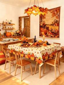 2Pcs 54 X 108 Inch Fall Harvest Plastic Tablecloth - Autumn Pumpkin Maple Leaves Disposable Rectangle Table Cover For Thanksgiving Day Parties, Dinners, And Celebrations, Indoor Outdoor Table Decorations Party Supplies Favors - View 8