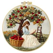 Embroidery Kit: Flower Couple For Adult Beginners. Includes Manual, Printed Fabric, Hoop, Needles, Threads & Stitch Guide. Great Home Gift For Women. Size: 15x15cm/5.9in Or 20x20cm/7.9in. - Flower Couple - View 16