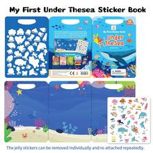 Underwater World DIY Jelly Sticker Book, Children's Removable & Reusable No-Residue Marine Creature Sticker Scene Matching Quiet Book - Baby Blue - View 9