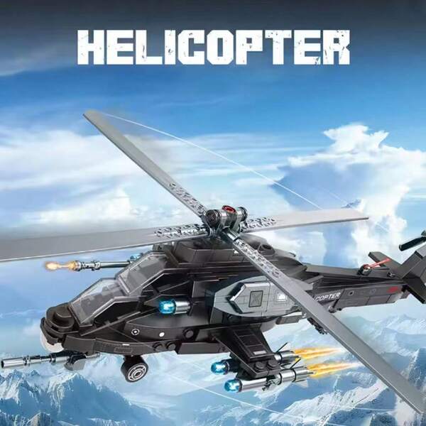 Bloques de Construcción de Helicóptero de Ataque Militar, Modelo de Cañonera de Combate del Ejército con Hélice Giratoria & Misiles Desmontables, Juguete de Ladrillos de Avión DIY, Regalo Ideal para Halloween, Navidad, Acción de Gracias & Cumpleaños para Adolescentes & Coleccionistas Militares Adultos