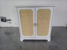 Vit Sideboard med Rattanträ - Flera Sidor med Konsolfunktion - Vitt - Visa 3