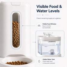 3.6L Automatic Food Dispenser + 1.8L Circulating Water Fountain 2-In-1 Automatic Pet Feeder And Water Dispenser Set For Cats And Small Dogs, Indoor Use - Light Gray - View 9
