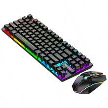 RAIKU R905 Wireless Rechargeable Keyboard And Mouse Set, Gaming Backlit Keyboard And Mouse Set, 87-Key Backlit Wireless Keyboard, 6-Button Mouse, Business Office Keyboard And Mouse Set - View 12