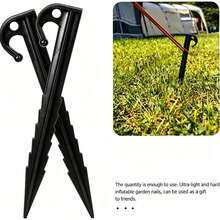 8pcs/4pcs/1pc Tent Stakes Set - Plastic Inflatable Stakes, Suitable For Outdoor Camping Anchoring, Halloween Yard Decoration And Christmas Garden - Black - View 5