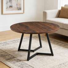 110*110*75cm MDF Top Table With Metal Leg Dining Table - 棕色 - 查看 1