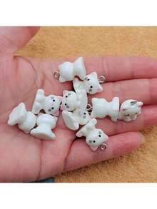 10pcs Cute Cat Jewelry Findings, Resin Animal Pendants, DIY Supplies For Earrings, Keychains & Other Handmade Crafts - Pendants - View 8