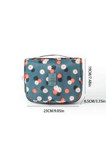 1pc Hanging Makeup Bag Multifunctional Travel Cosmetic Bag Large Capacity Waterproof Storage Pouch Flower Toiletry Bag Travel Essential Cosmetic Organizer Toiletry Storage Bag Essential Gift Storage Zipper Accessory Nail Pouch Room Decor - Baby Blue - View 4