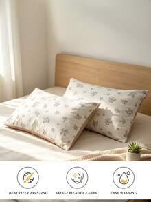 1 pièce Taie d'oreiller 100% coton, Taie d'oreiller à imprimé floral petit, Teintes chaudes de Maillard brun clair, Taie d'oreiller minimaliste japonaise unie, Taie d'oreiller douce et respirante neutre, Sans insert d'oreiller inclus, Décoration de chambre à coucher minimaliste Twin Full Queen King - Multicolore - Voir 6