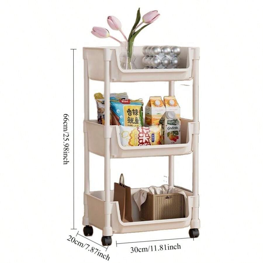 Multi-Layer Rolling Storage Cart With Wheels, Bookshelf Organizer For Toys And Sundries, Floor-Standing Multifunctional Storage Rack For Bathroom, Living Room, Washroom And Home Use