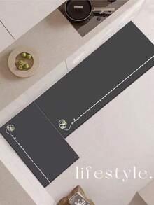 1 Pc Gray Wishing Grass Pattern Kitchen Mat, 3.5 Mm Soft Rubber That Absorbs Water And Is Easy To Clean. Suitable For Corridors, Bathrooms, Living Rooms, Outdoor Door Mats, And Toilets. Useable Throughout The Year And For Various Holidays. - Multicolor - View 2
