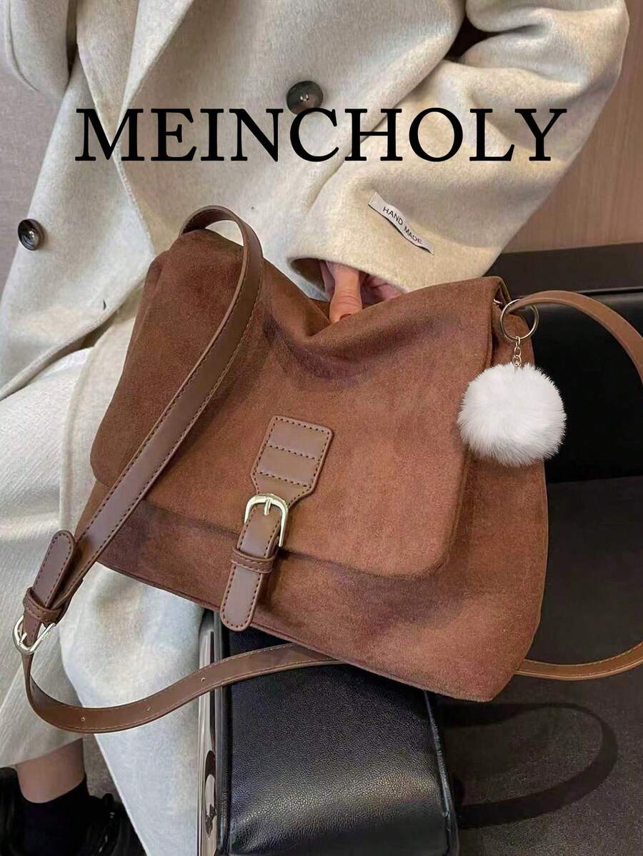 Women's Daily Commute Fashion Large Capacity Solid Color Crossbody Bag - Brown - View 1