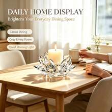 1pc Sparkling Crystal Floral Candle Holder, Ideal Housewarming Gift And Valentine's Day Home Decor - Multicolor - View 4