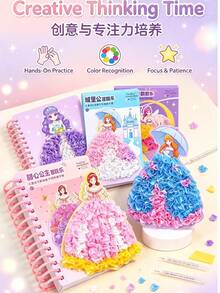 1PC Princess Punch-Out Quiet Book DIY Handmade Toy Educational Creative Gift Dress-Up Craft Material Kit For Girls - Multicolor - View 6