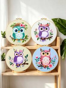 Cute & Simple Owl Embroidery Kit For Adult Beginners. Includes Manual, Printed Fabric, Hoop, Needles, Threads & Stitch Guide. Great Home Gift For Women. Size: 15x15cm/5.9in Or 20x20cm/7.9in. - Owl - View 11