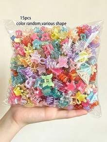 15/30/80pcs-New Multi-Color Multi-Shape Small Claw Clips Assorted Hair Clips, Girls Daily Casual Versatile Hair Accessories, Bangs Side Hair Clips - Multicolor - View 5