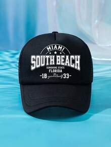 1件裝 男士 SOUTH BEACH 1833 綠色多色印花個性化戶外休閒時尚沙灘露營防曬透氣網眼可調尺寸棒球帽卡車帽禮物，適合日常配戴 - D - 查看 26