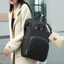 1pc Fashionable Mommy Bag Portable Backpack For Daily Use - Black - View 5