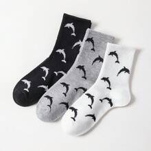 1 Pair Unisex Men's Orca Ocean Creature Pattern Socks, Winter Casual Soft Skateboard Non-Slip Socks - Multicolor - View 5