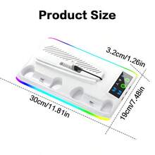 IPlay P-5/Slim/Pro Disc And Digital Game Console Stand, P-5 Multifunctional Charging And Cooling Base With RGB Backlight, 3-Speed Cooling Fan, 3 USB Ports And 1 Headphone Holder - (White/Black) - Multicolor - View 10