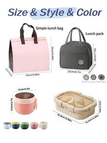 1 hộp cơm trưa người lớn unisex, thiết kế 4 ngăn, kèm dụng cụ ăn và hộp đựng nước sốt, dùng được trong lò vi sóng và máy rửa bát - Nhiều màu - Xem 11
