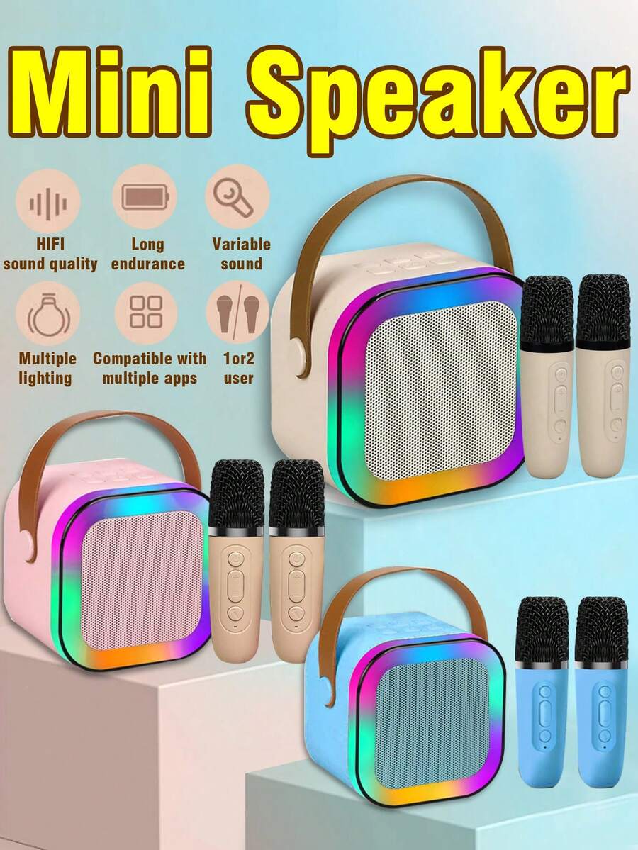 1 Set Wireless Microphone Speaker Set, Chinese Style Karaoke Home Interactive Audio, Family Party Outdoor Mini Portable KTV Singing, Multi-Function Card Slot External Speaker, One-Click Vocal Removal, Breathing Light