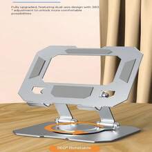 Adjustable Alloy Tablet Stand, Black Silver 360° Rotating, Non-Slip Stable Base, Foldable, Easy To Store And Carry, Suitable For 4-13 Inch Tablet Devices, Desktop Tablet Alloy Stand Foldable Rotating Portable Height Adjustable Cooling Stand - View 4