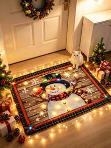 1pc Christmas Snowman Doormat, Welcome Mat, Rug, Autumn/Winter Doormat, Thickened Carpet, Floor Mat, Universal Doormat, Bedroom Rug, Area Rug - Multicolor - View 3