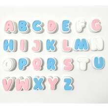 1/2 Set Dual-Color 3D Letter Perforated Beads, Macaron Pink Blue White Color Scheme Handmade Beading Material, Customizable Pet Name Collar And Handmade Bracelet Decorative Accessories, 3D Printed - Multicolor - View 4