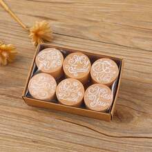 6 buah Stempel Karet Kayu Bermotif Bunga, Stempel Karet Kayu Bulat dan Persegi Bermotif Renda, Cocok untuk Scrapbooking, Undangan Buatan Tangan, Kartu Ucapan, Stempel Kerajinan DIY - MultiWarna - View 9