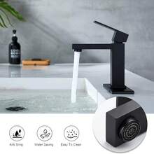 Matte Black Anti‑Fingerprint Bathroom Vanity Faucet, Stainless‑Steel Single‑Handle Sink Faucet With Pop‑Up Drain, Deck Plate & Supply Hoses, 1‑3 Hole Mount For Bathroom Countertop & RV Lavatory - A - View 7