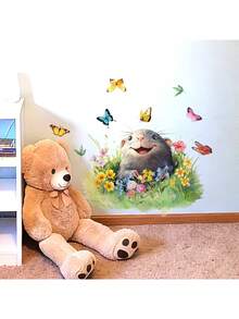 1PC Animal Butterfly Wall Sticker, Self-Adhesive Removable, Natural Pastoral Style Living Room Bedroom Background Wall Decor, Creative Wall Decal Arrangement - Animals Butterfly - View 1