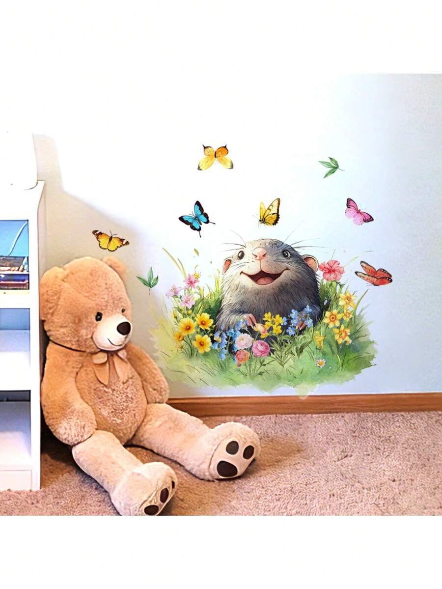1PC Animal Butterfly Wall Sticker, Self-Adhesive Removable, Natural Pastoral Style Living Room Bedroom Background Wall Decor, Creative Wall Decal Arrangement - Animals Butterfly - View 1