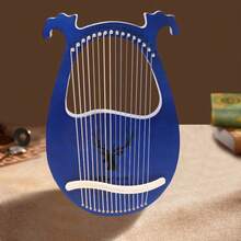 16 String Blue Lyre Harp Mahogany With Antler Design For Beginners Adults Gifts - Default - View 4