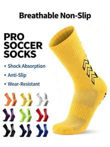 9 Pairs Random Assorted Non-Slip Soccer Socks, Unisex Anti-Slip Wear-Resistant Sports Socks, Football Basketball Running Socks - Multicolor - View 2