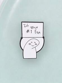 卡通人物「I'm Your #1 Fan」標語琺瑯領針胸章,勵志支持裝飾胸針 - 白色 - 查看 6
