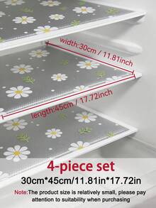 4/8入 小花印花迷你冰箱墊 小號 (30cm*45cm/11.81in*17.72in) 可水洗 防水 防油，適用於迷你冰箱層架、迷你冷凍庫玻璃層架、迷你櫥櫃抽屜等 - 花朵 - 查看 6