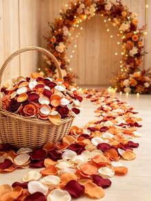 100/200/500/1000pcs Autumn Color Artificial Rose Petals, Suitable For Romantic Proposal And Confession, Gift Box Filling, Flower Basket Decoration, Aisle Scattering, Birthday, Graduation Ceremony, Wedding, Party And Halloween Decoration - Multiple Styles - View 6