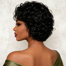 Short -Style Curly Wig, African Curly Bob Wig With Bangs For Women - Multicolor - View 4