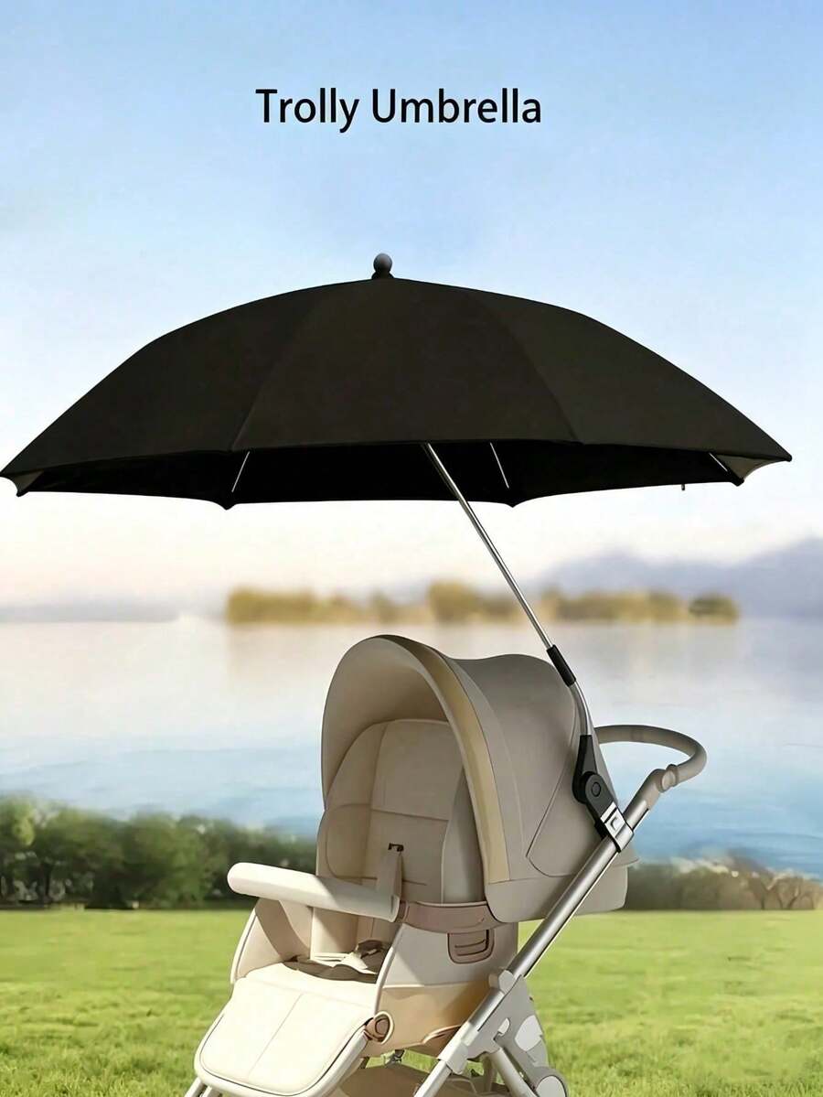 360° Rotatable UPF 50+ Sunshade Bendable Arm Clip-On Handle Stroller Umbrella Essentials For Summer Sun Protection Suitable For Bicycle Wheelchair And More Beach Umbrella Suitable For Camping Fishing Outdoor Chairs
