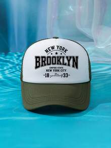 1件裝 男士 BROOKLYN 1833 綠色多色印花個性化戶外休閒時尚沙灘露營防曬透氣網布可調尺寸棒球帽卡車帽禮物，適合日常配戴 - B - 查看 32